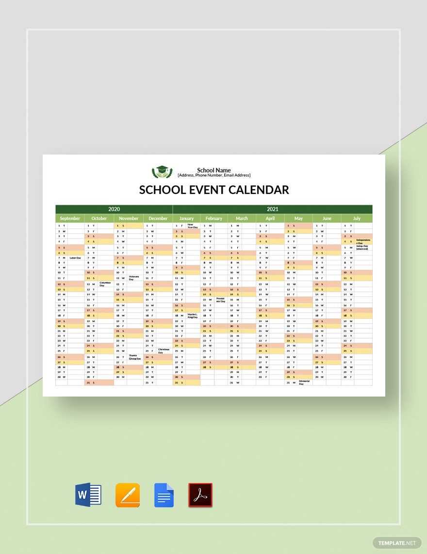 academic calendar template download