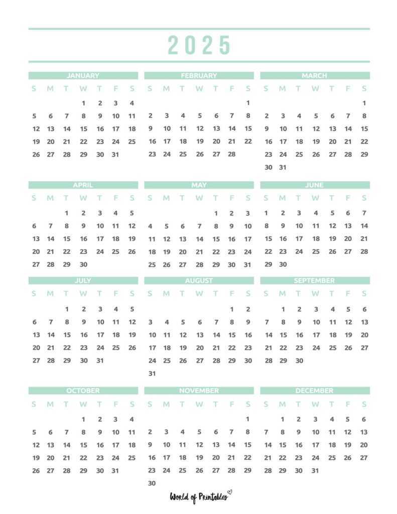 aesthetic calendar template 2025