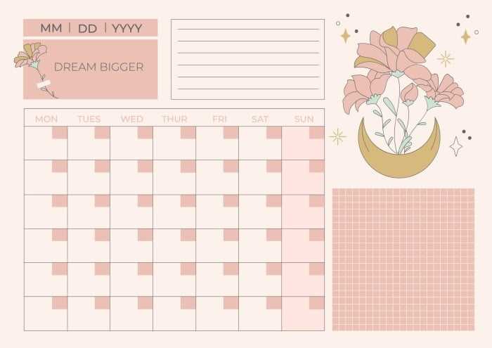 aesthetic calendar template