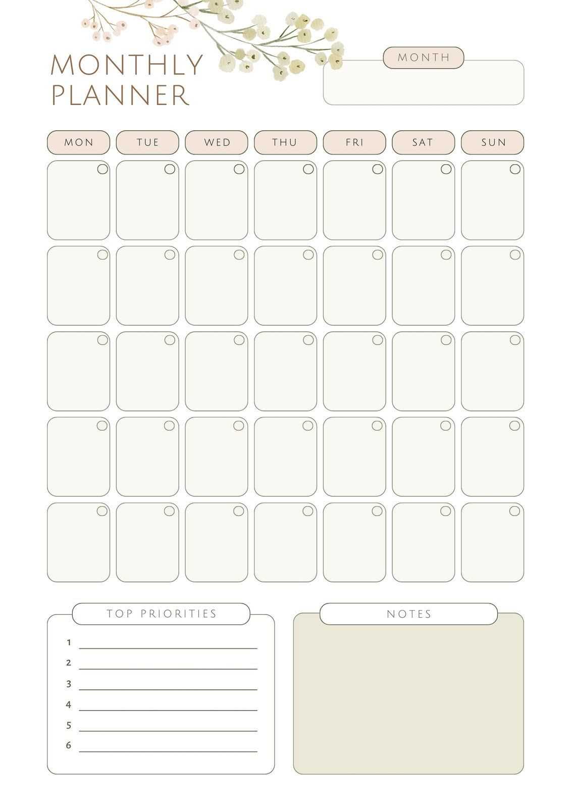 aesthetic calendar template