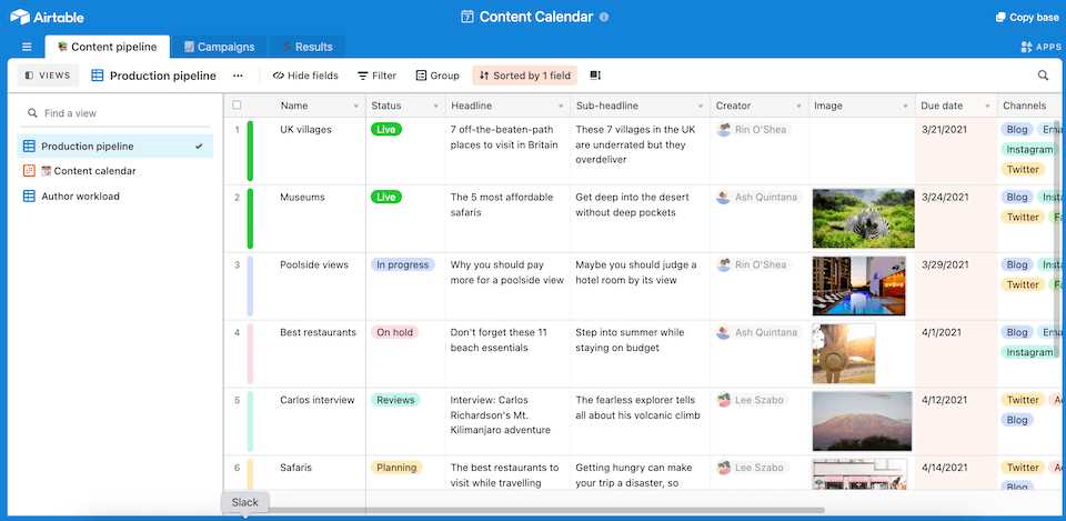 airtable content calendar templates