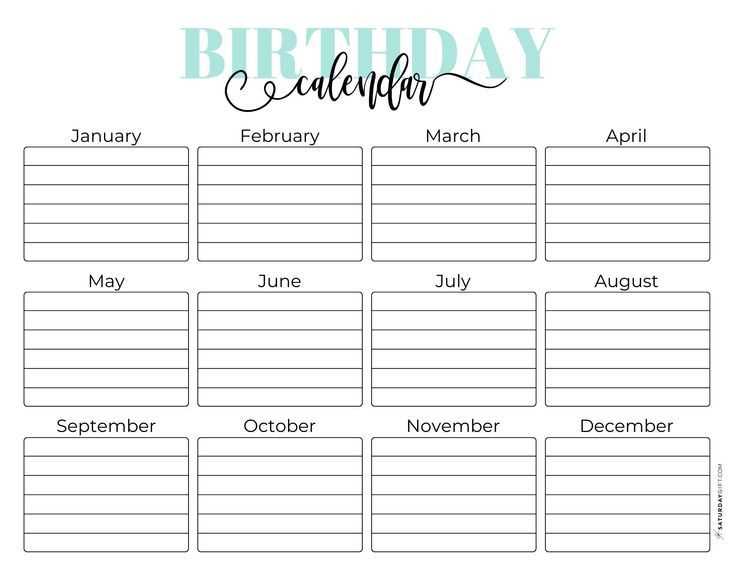 annual birthday calendar template free