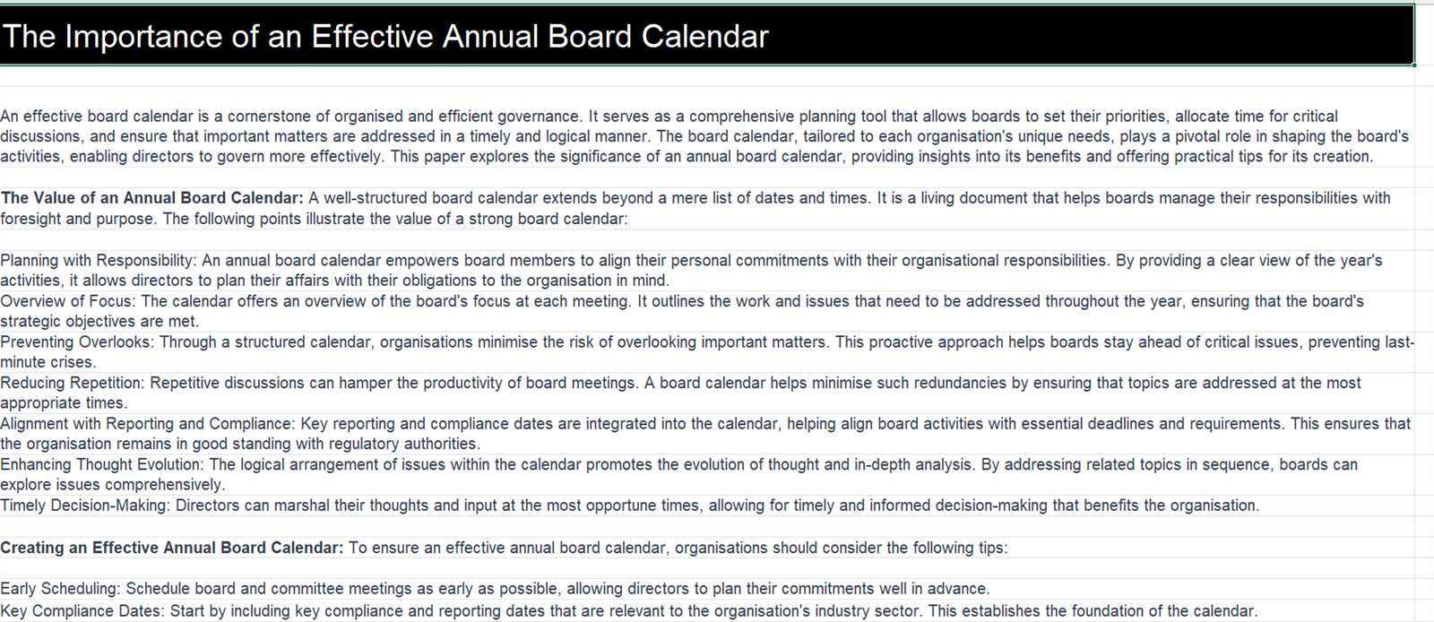 annual board calendar template