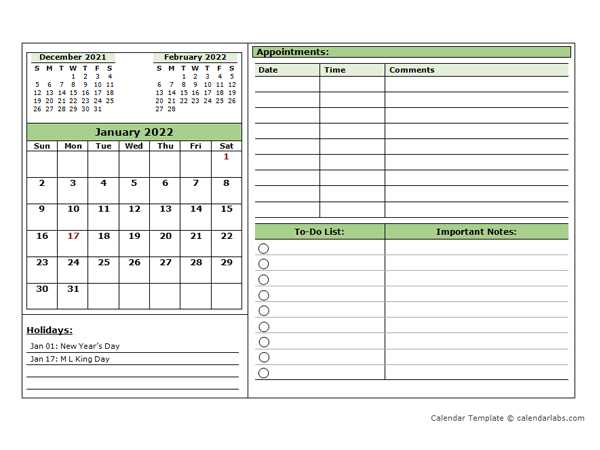 appointment calendar free template