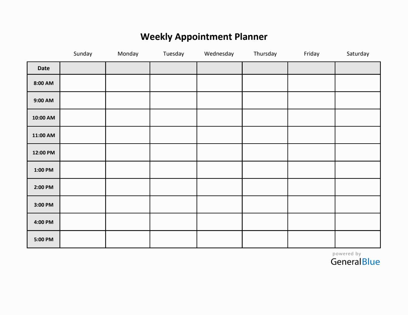 appointment calendar template printable