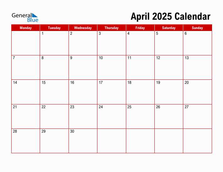 april calendar template 2025