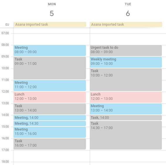 asana calendar template