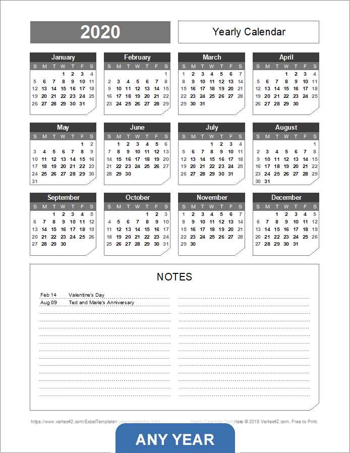 at a glance calendar template