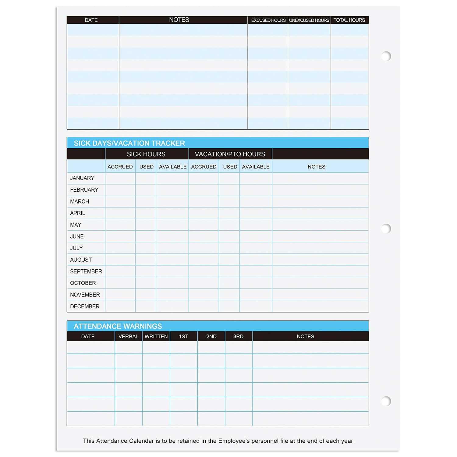 attendance calendar template 2025