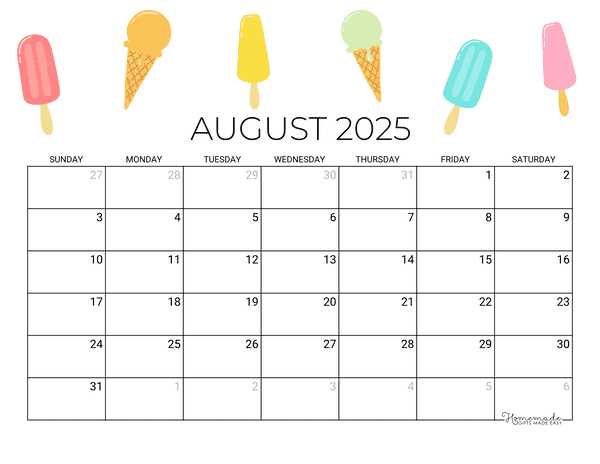 august 2025 template calendar