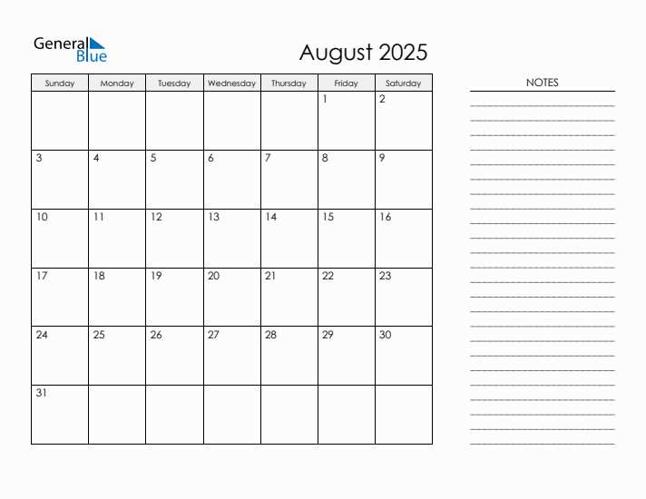 august 2025 template calendar