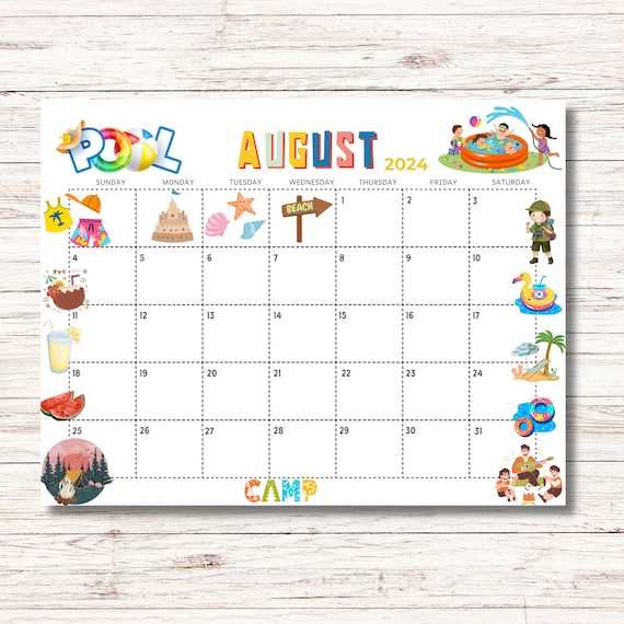 august monthly calendar template