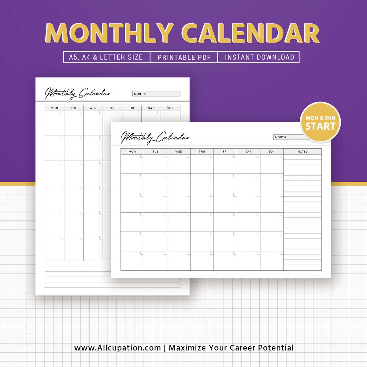 best monthly calendar template