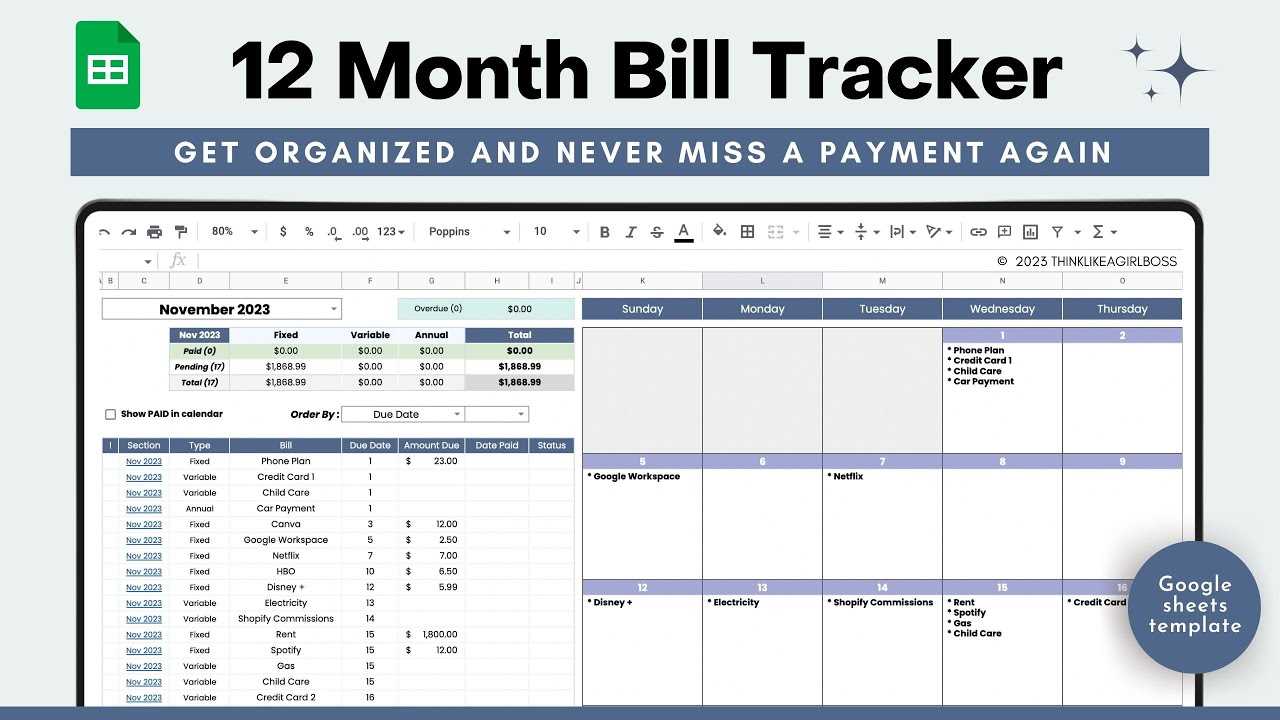 bill reminder calendar template