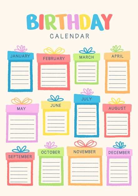 birthday calendar printable template