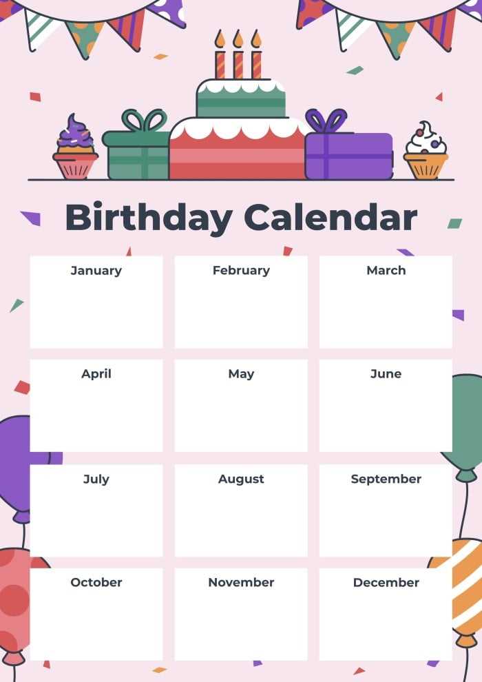 birthday calendar printable template