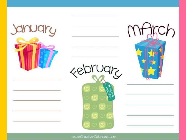 birthday calendar printable template