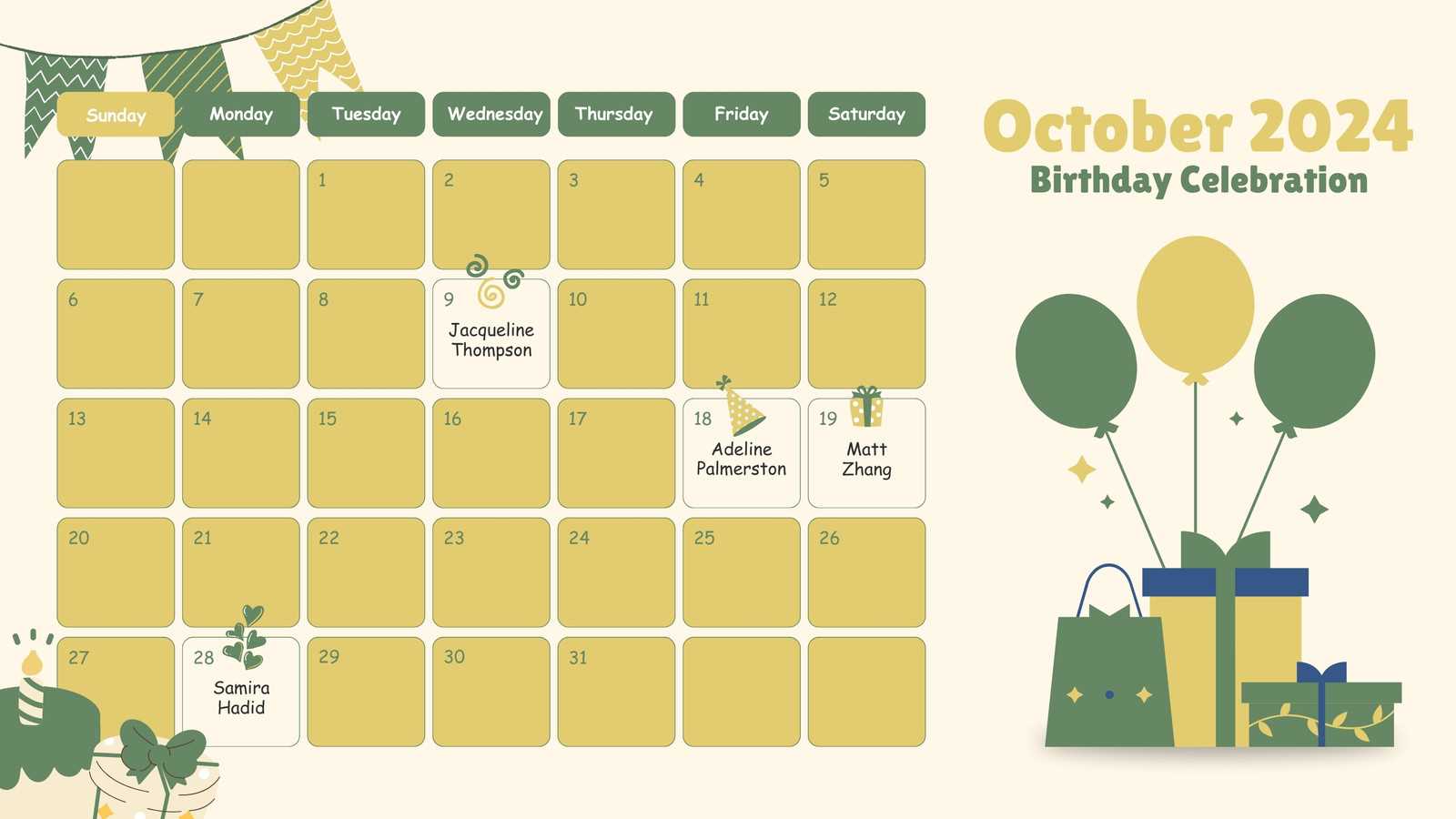 birthday calendar template canva