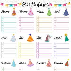 birthday calendar template editable