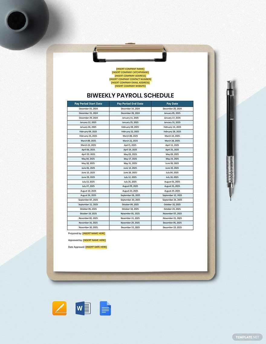 biweekly payroll calendar template 2025