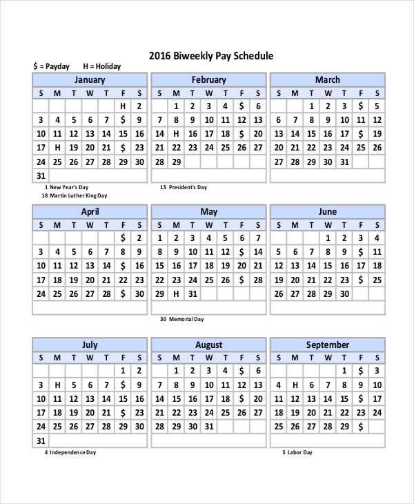 biweekly payroll calendar template