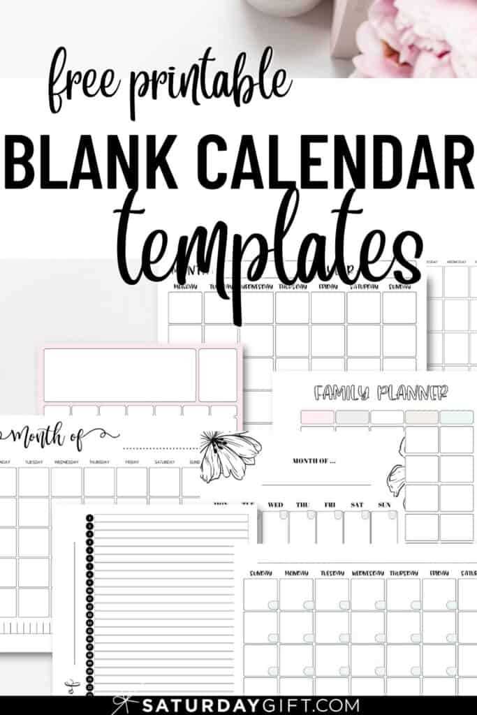 blank 1 month calendar template