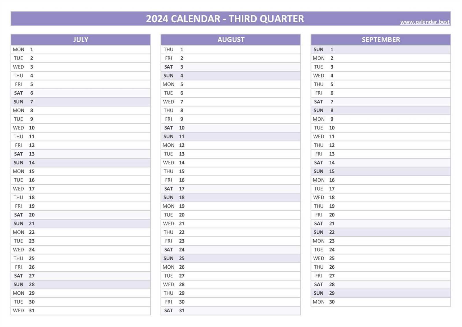 blank 3 month calendar template