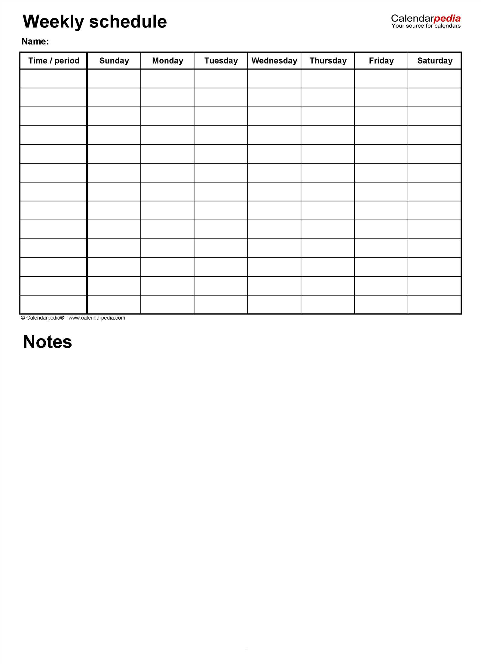 blank 7 day calendar template