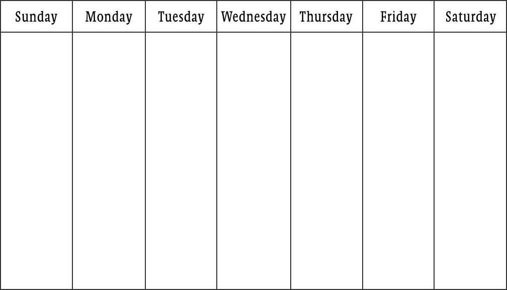 blank 7 day calendar template