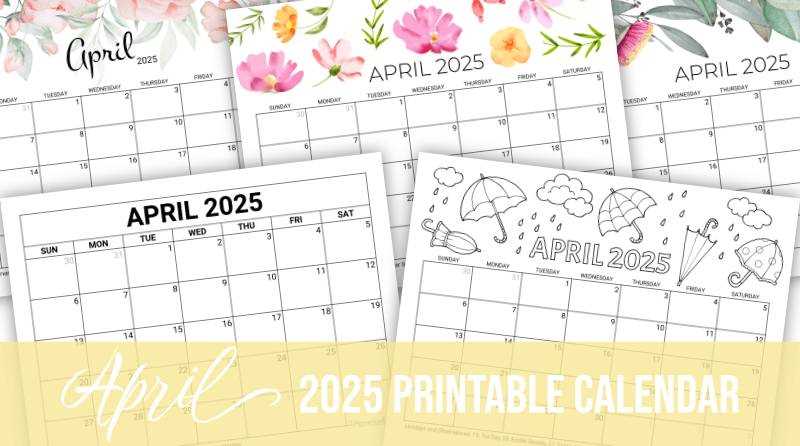 blank april 2025 calendar template