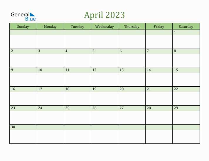 blank april calendar template