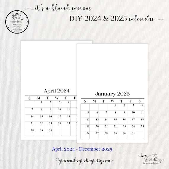 blank calendar template 2025 and 2025