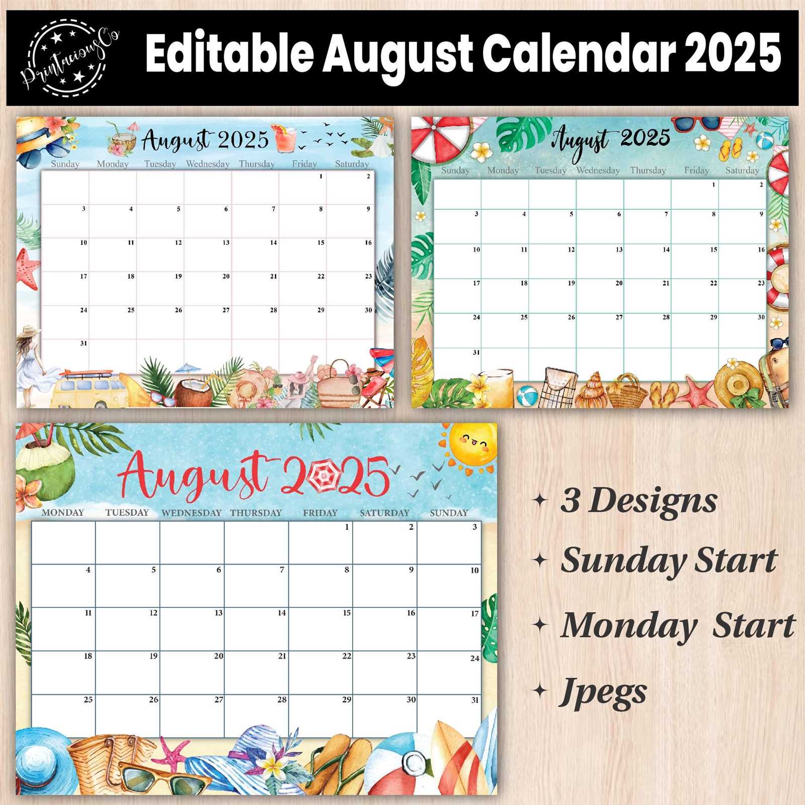 blank calendar template 2025 august