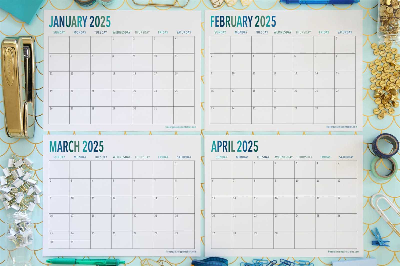 blank calendar template 2025 free