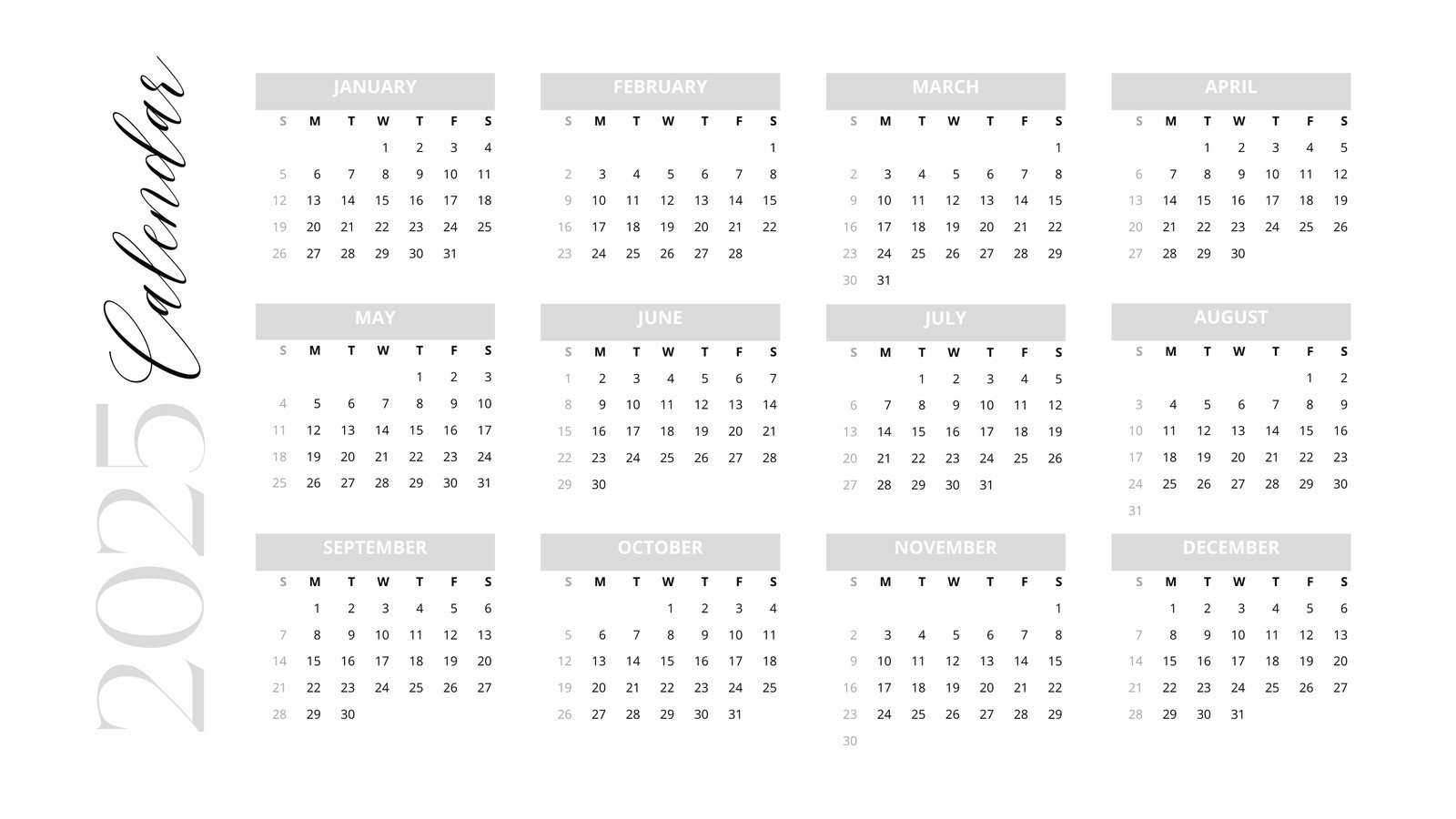 blank calendar template 2025 printable free