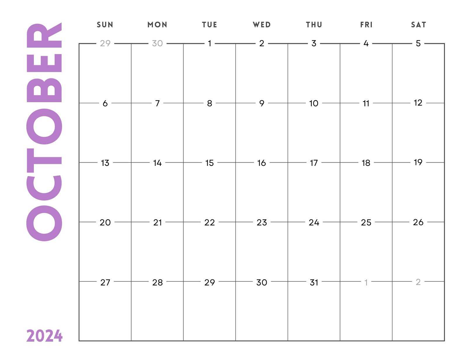 blank calendar template free printable