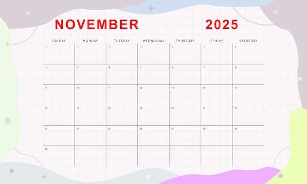 blank calendar template november 2025 printable