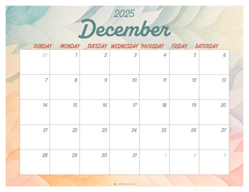 blank calendar template november and december 2025