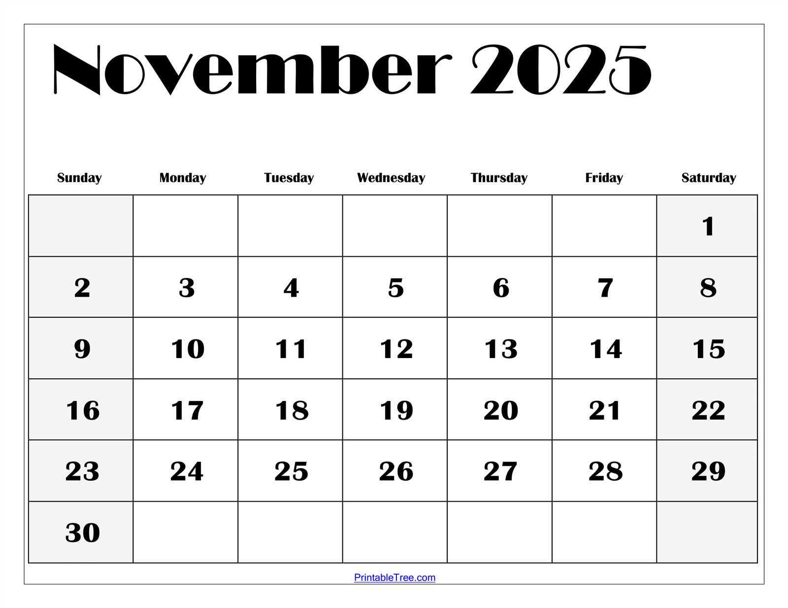 blank calendar template november