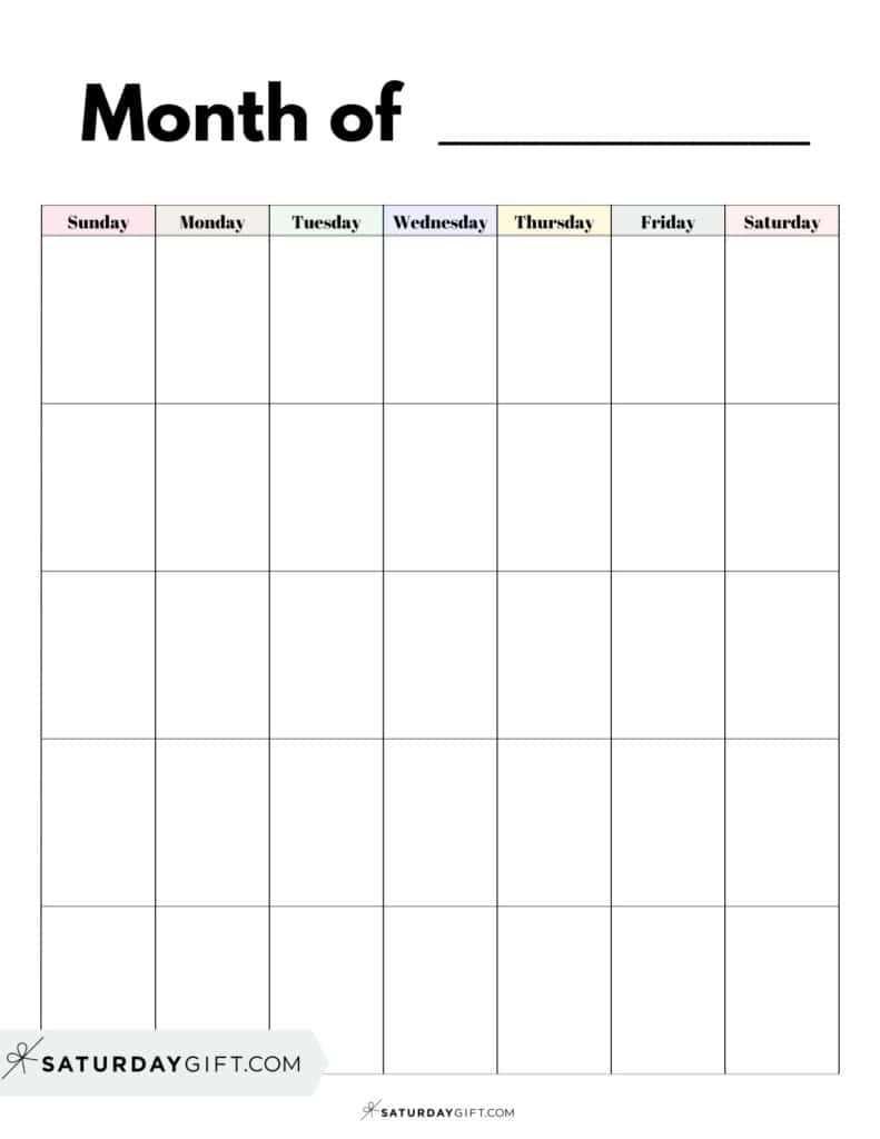 blank calendar template starting with monday