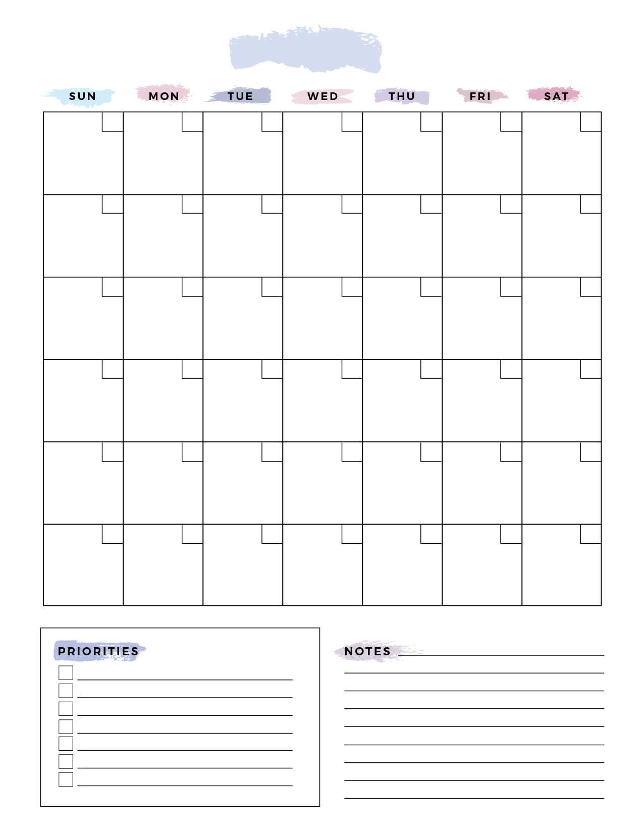 blank calendar template to type on