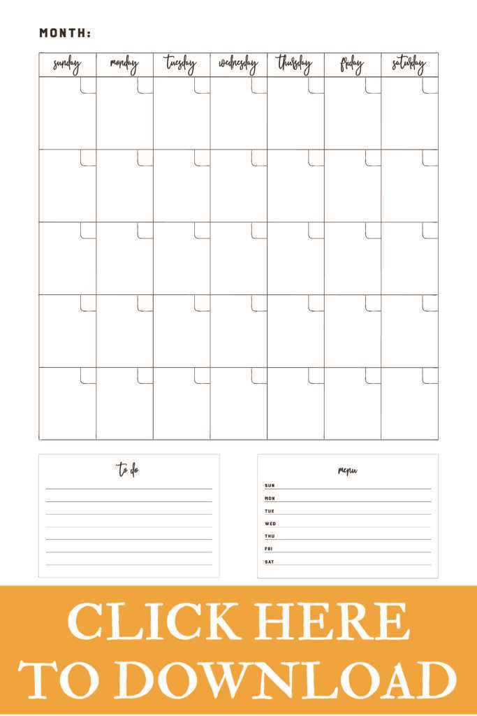 blank calendar template with lines