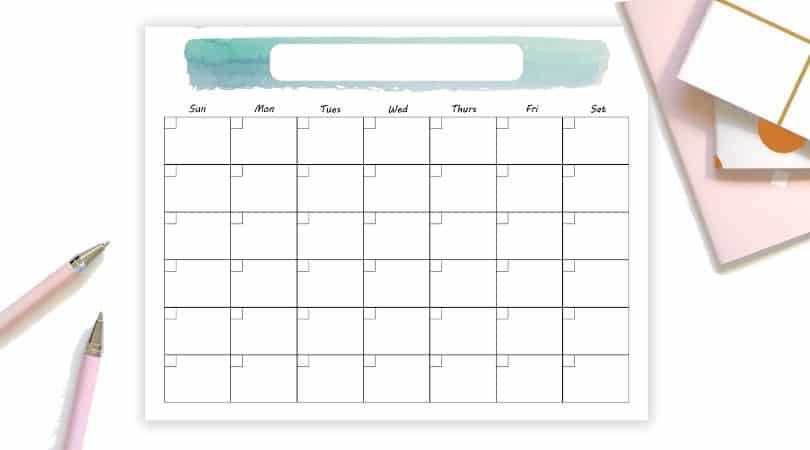 blank calendar template with lines