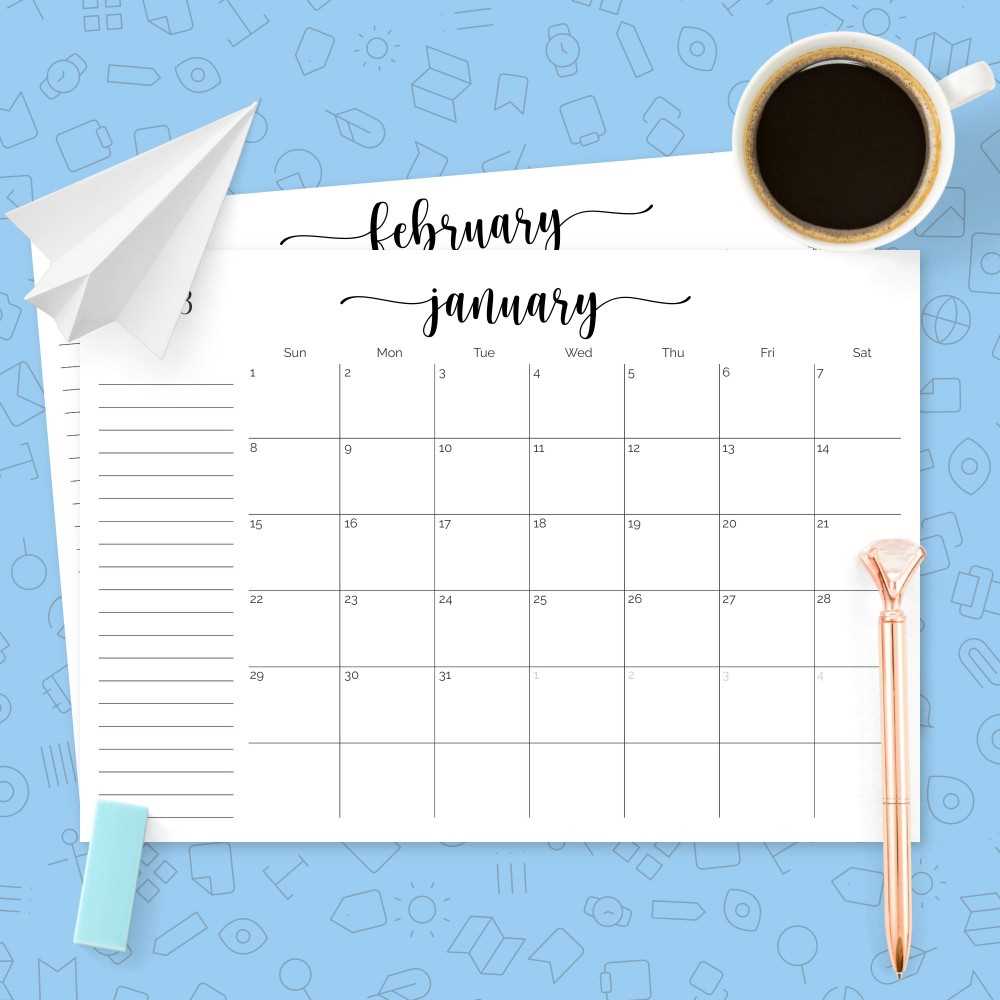 blank calendar template with notes