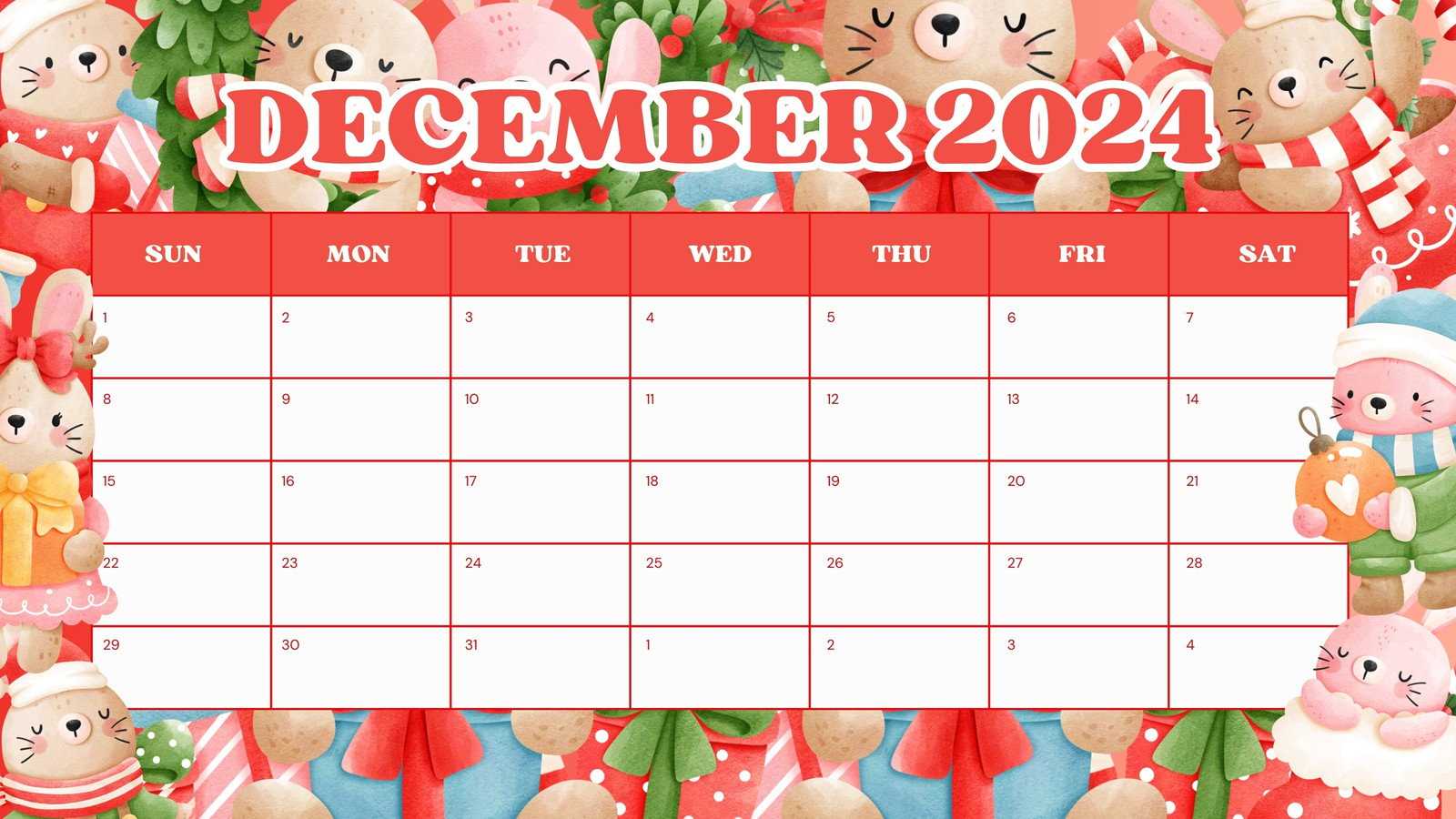 blank christmas calendar template