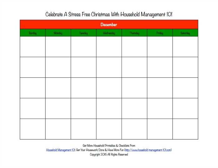 blank christmas calendar templates