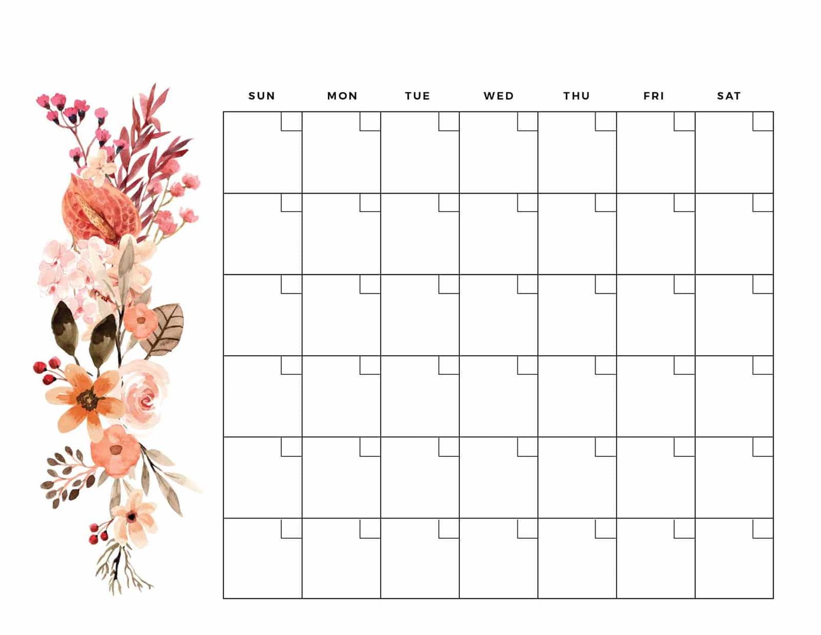 blank cute calendar template