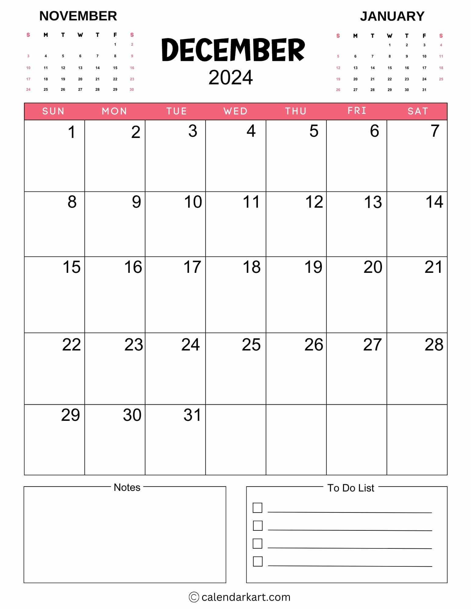 blank december calendar template