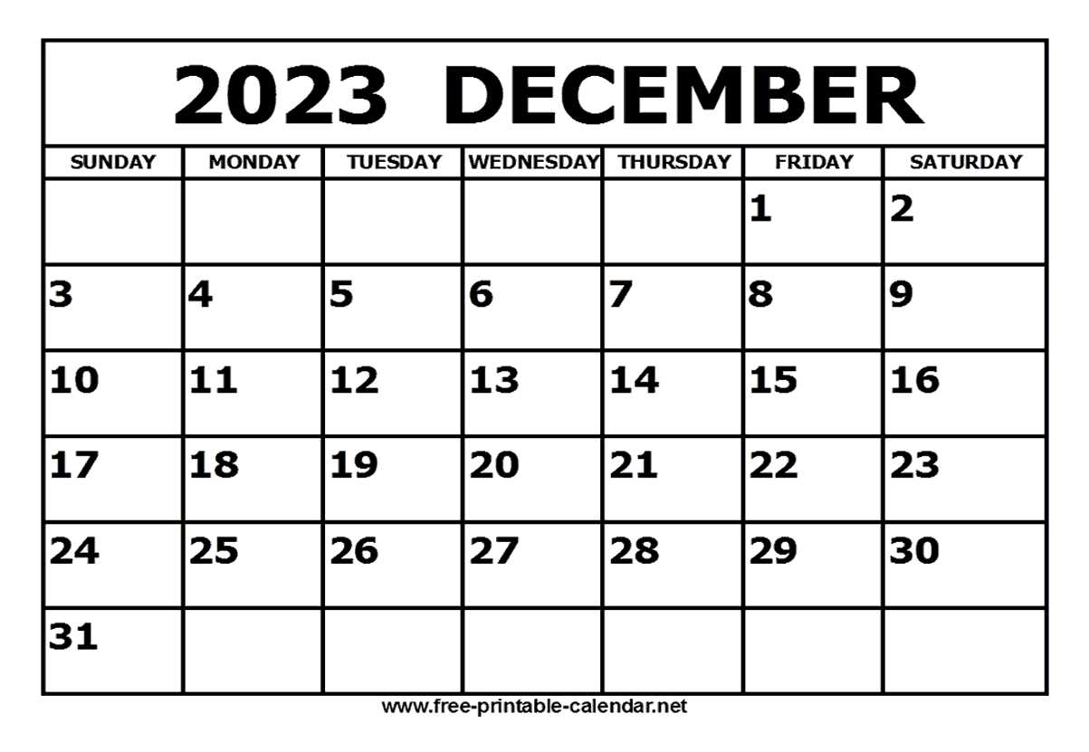 blank december calendar template