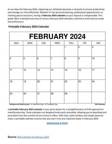 blank february calendar template